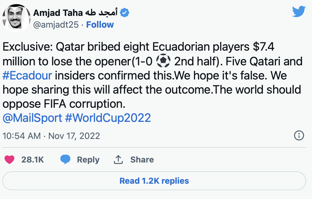 Did Qatar Bribe Ecuador ahead of their opening Match?