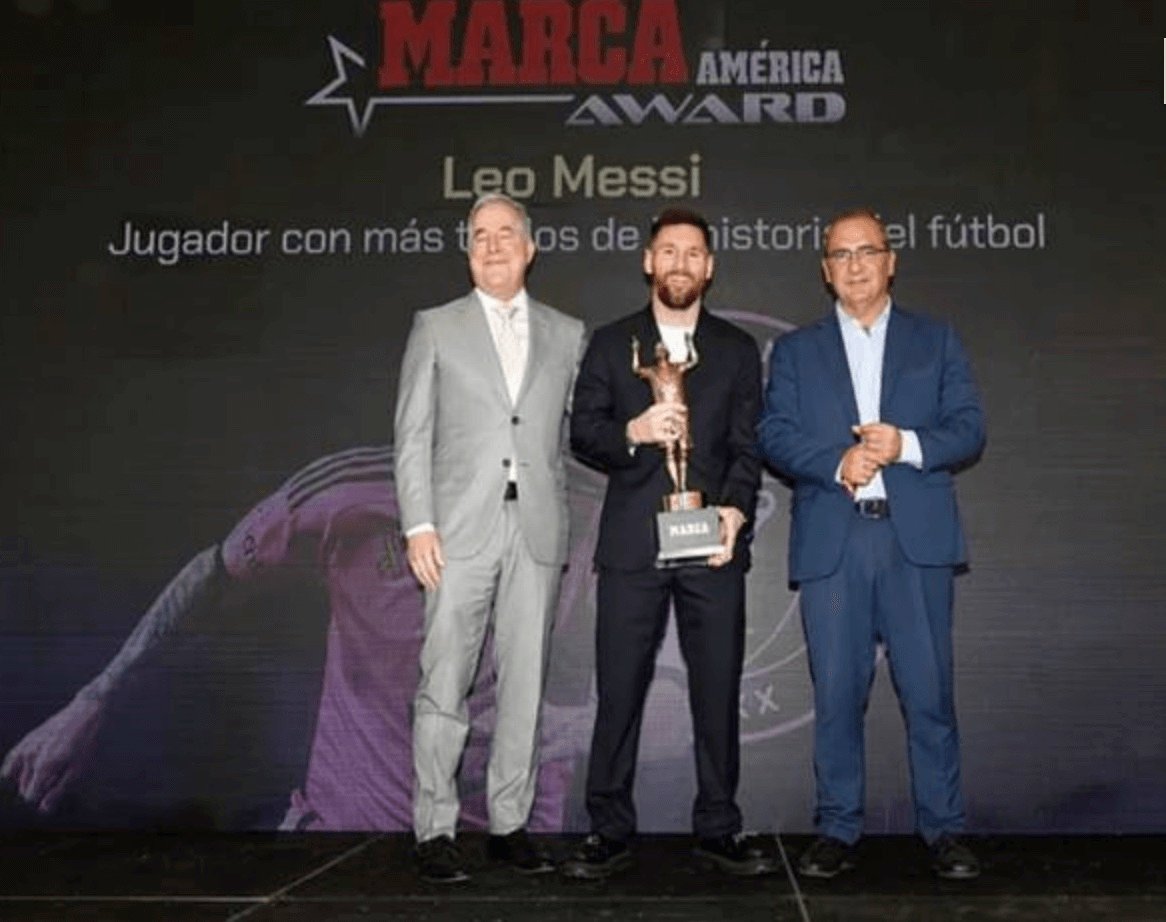 Messi receives MARCA award for most collective titles